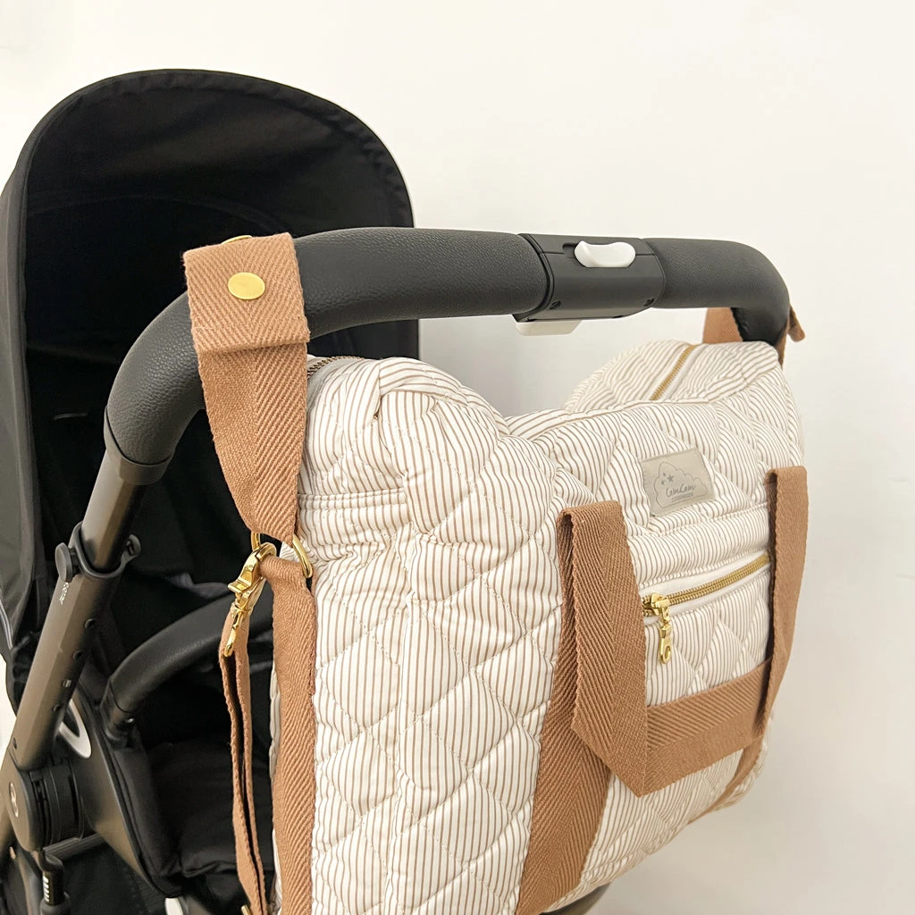Changing Bag W/pram Straps - OCS - Classic Stripes Camel 2 Changing Bag W/pram Straps - OCS - Classic Stripes Camel - Image 2