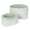 Quilted Storage Basket - Set Of Two - OCS Green Leaves