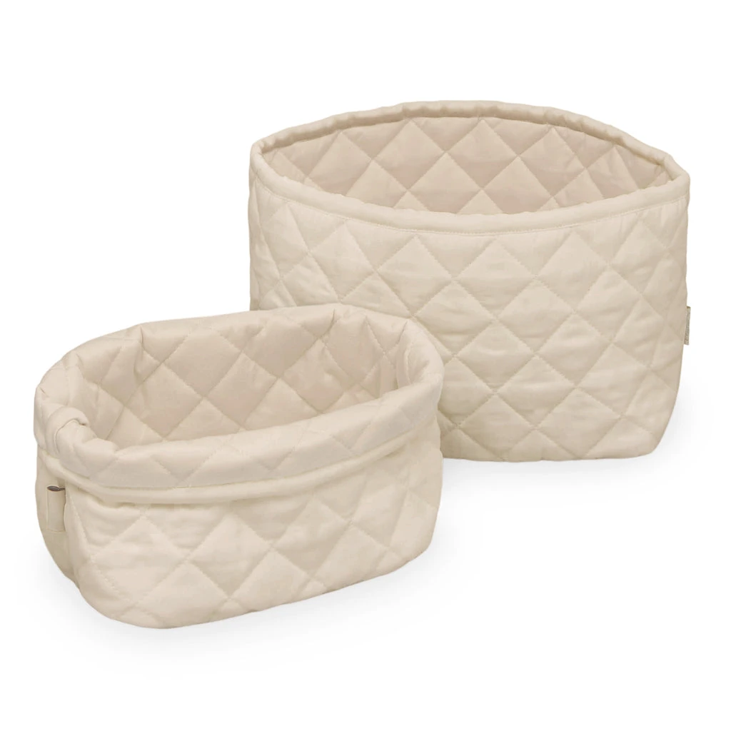 Quilted Storage Basket, Set Of Two - OCS - Praline 1 Quilted Storage Basket, Set Of Two - OCS - Praline