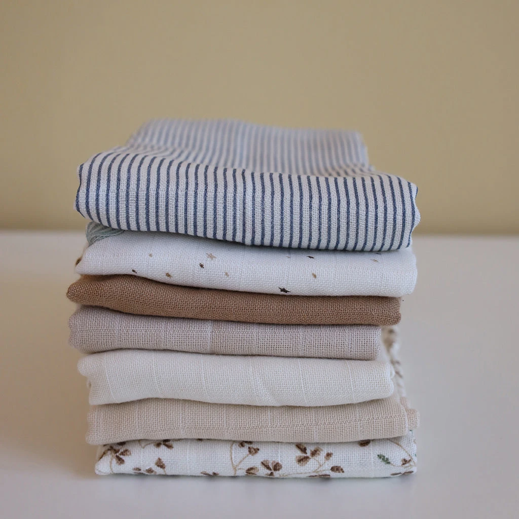 Muslin Cloth, Printed, 2-pack - GOTS Classic Stripes Blue 2 Muslin Cloth, Printed, 2-pack - GOTS Classic Stripes Blue - Image 2