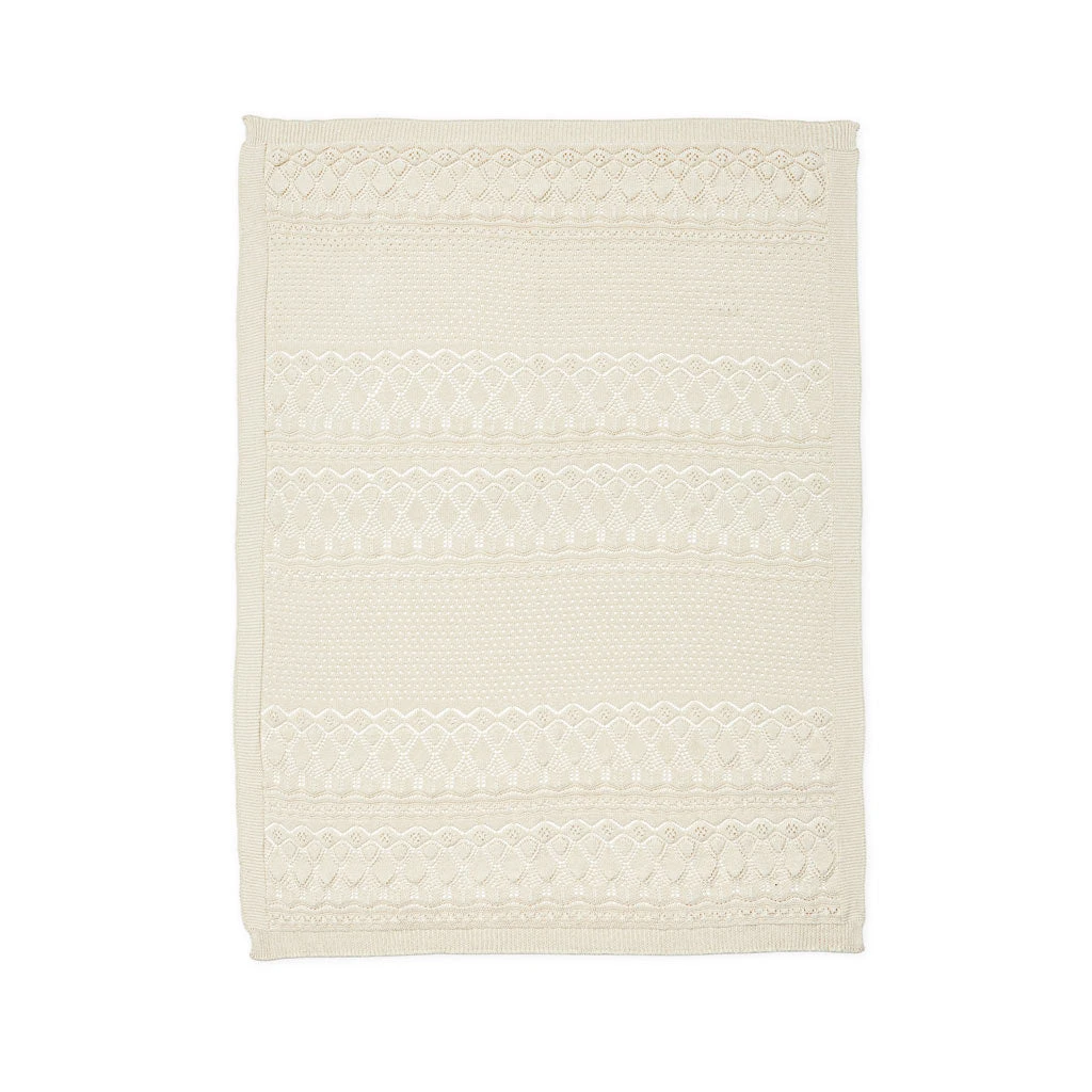 Pointelle Baby Knit Throw - GOTS - Off White 3 Pointelle Baby Knit Throw - GOTS - Off White - Image 3