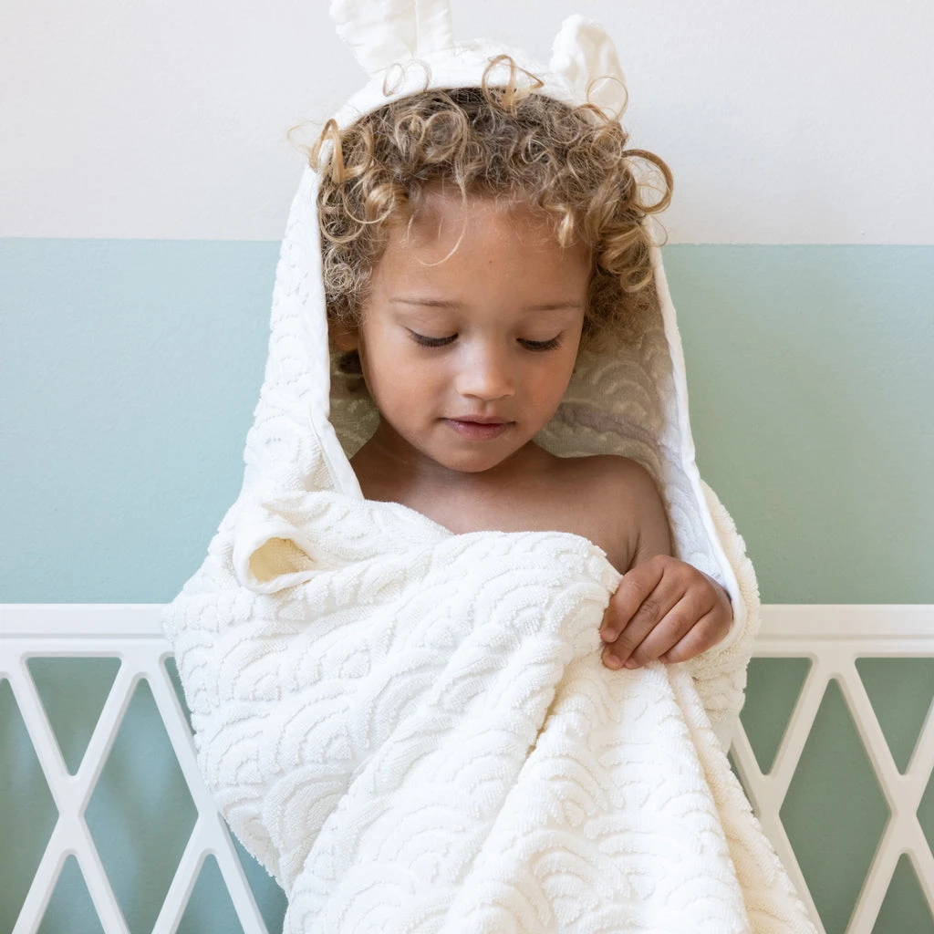 Towel, Junior, Hooded W/ Ears - GOTS Off-White 2 Towel, Junior, Hooded W/ Ears - GOTS Off-White - Image 2