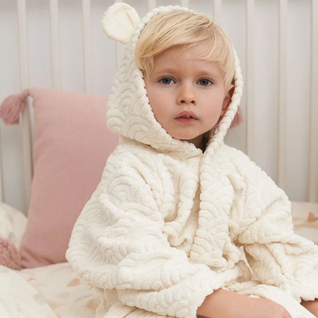 Bathrobe, Hooded W/ Ears, 1-2 Yrs - GOTS Off-White 3 Bathrobe, Hooded W/ Ears, 1-2 Yrs - GOTS Off-White - Image 3