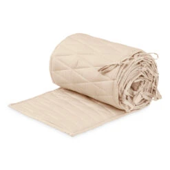 Cot Bumper W/ Harlequin Embroidery - OCS Almond