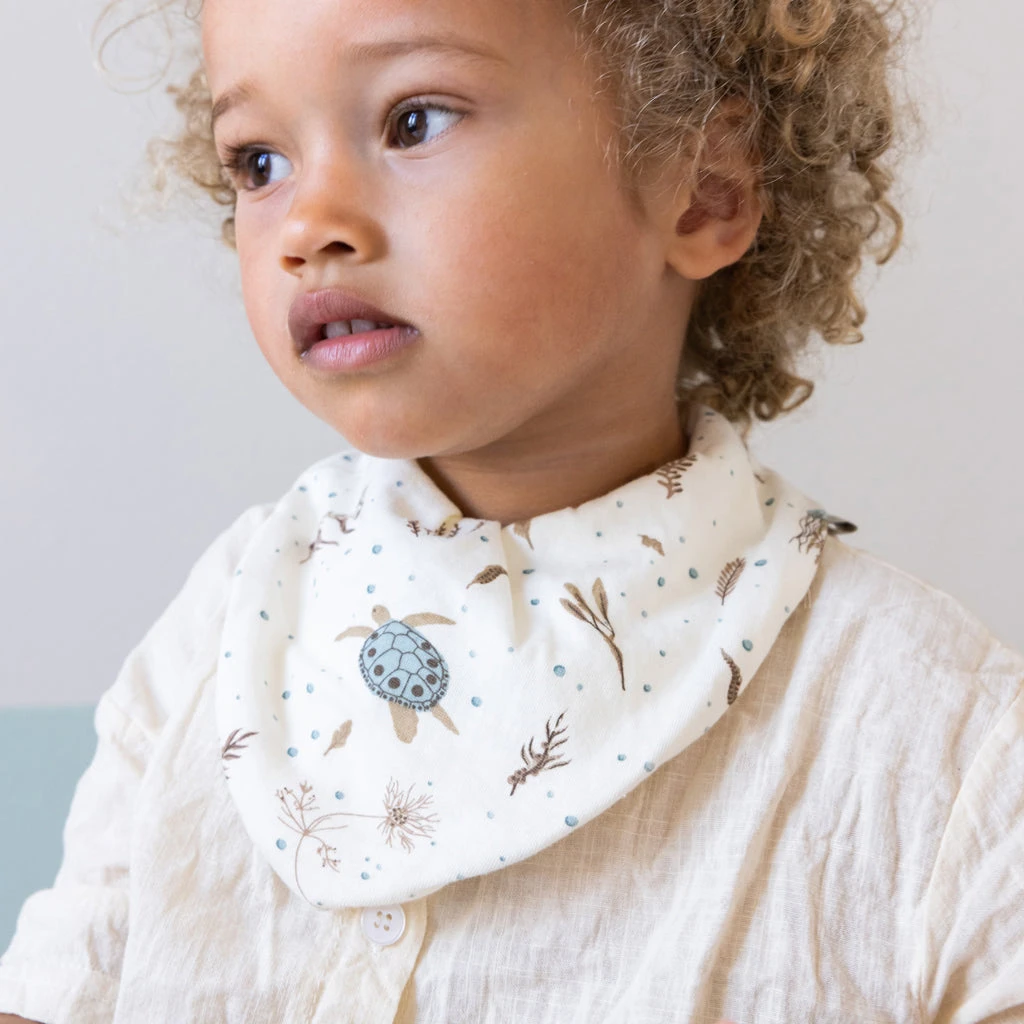 Bandana Bib, Jersey, 2-Pack - GOTS - Sea Garden 2 Bandana Bib, Jersey, 2-Pack - GOTS - Sea Garden - Image 2