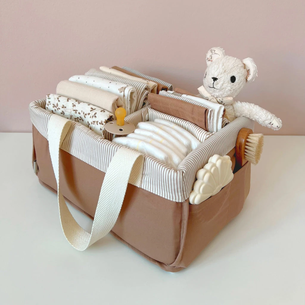 Diaper Caddy - OCS Classic Stripes Camel 2 Diaper Caddy - OCS Classic Stripes Camel - Image 2
